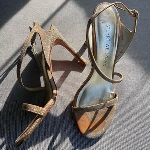 Stuart Weitzman Gold Strap Heels 7